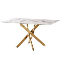 Mesa comedor dorado,blanco y negro
