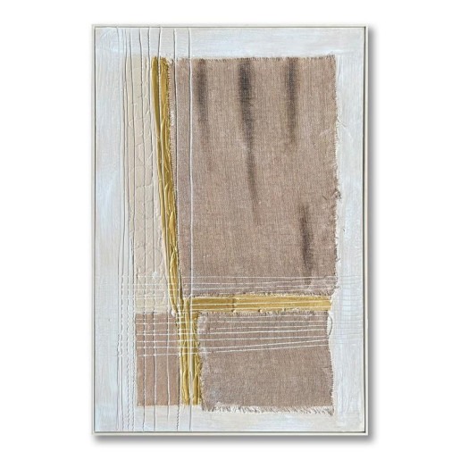 Cuadro lienzo blanco, beige, marron claro y natural