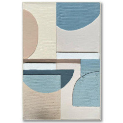 Cuadro lienzo natural, blanco, beige y azul