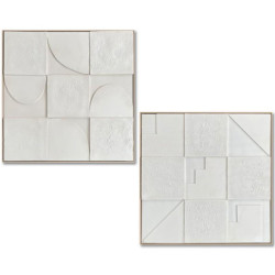Set 2 cuadros lienzo natural y blanco