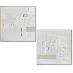 Set 2 cuadros lienzo natural y blanco