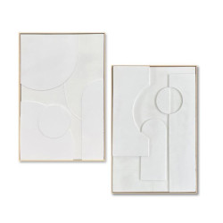 Set 2 cuadros lienzo natural y blanco