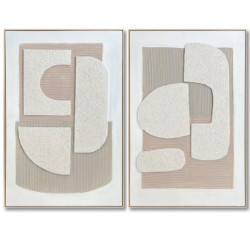 Set 2 cuadros lienzo natural, blanco, beige y gris