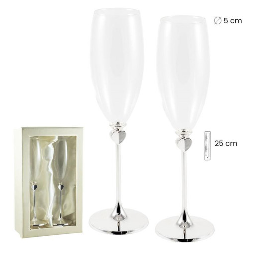 Set de 2 copas de cava Plateado