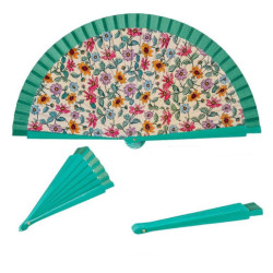 Abanico con flores Verde