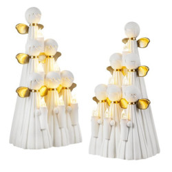 Figura de angelitos Blanco y dorado