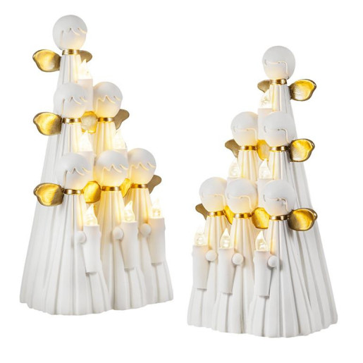 Figura de angelitos Blanco y dorado