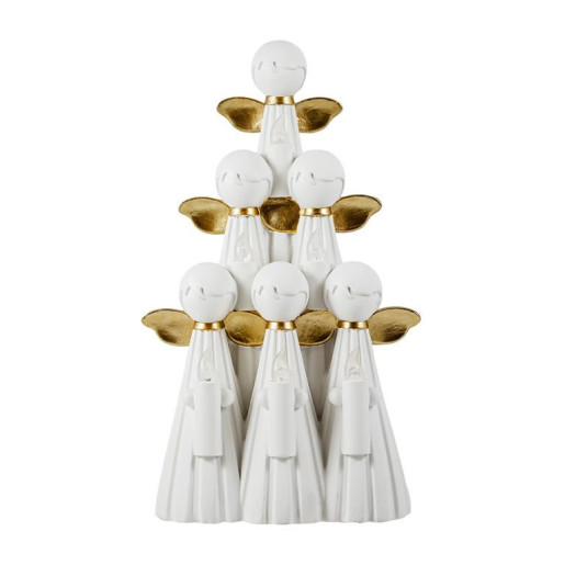 Figura de angelitos Blanco y dorado