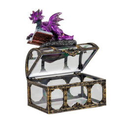 Figura de un dragon sobre un baul Morado