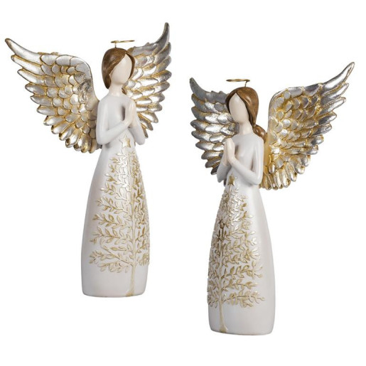 Figura de un angelito Blanco y dorado