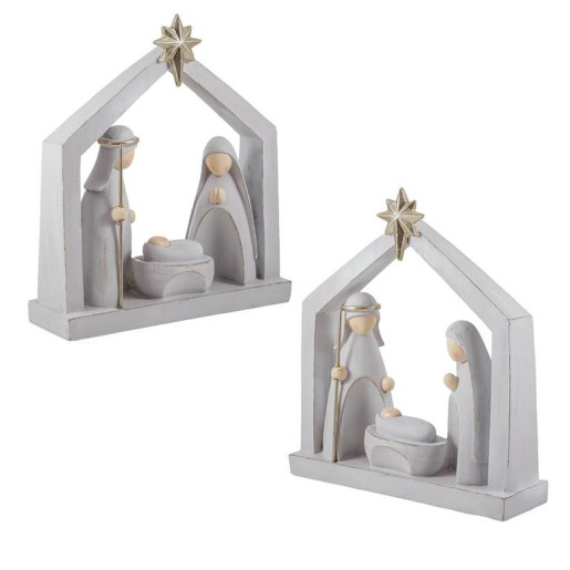 Nacimiento de 1 pieza Blanco y dorado