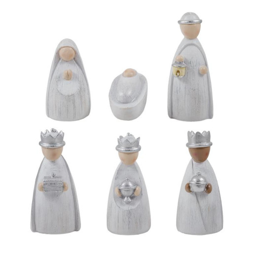 Nacimiento de 6 pieza Blanco y plata