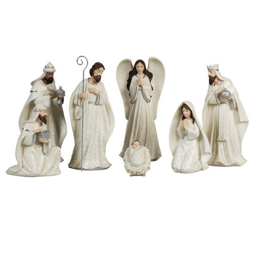 Nacimiento de 7 piezas Blanco y plata