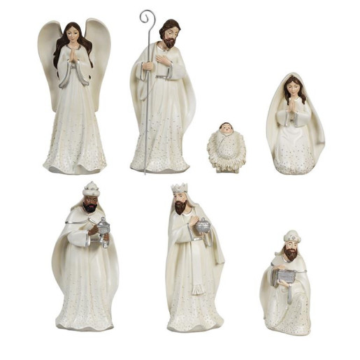 Nacimiento de 7 piezas Blanco y plata