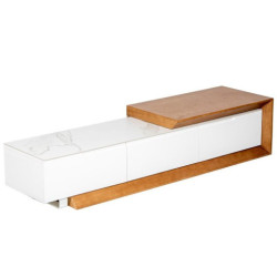 Mesa tv roble y blanco