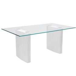 Mesa comedor transparente y blanco