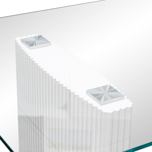 Mesa comedor transparente y blanco