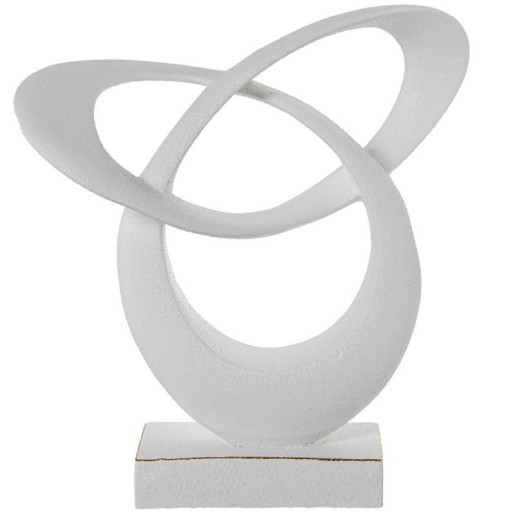 Figura abstracta  blanco y dorado acabado arena