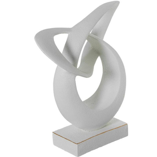 Figura abstracta  blanco y dorado acabado arena