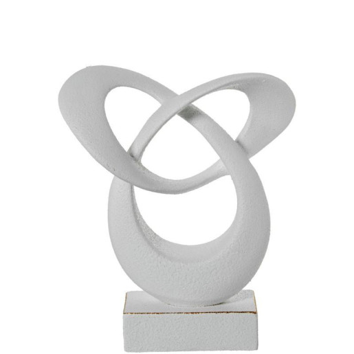 Figura abstracta  blanco y dorado acabado arena