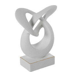 Figura abstracta  blanco y dorado acabado arena