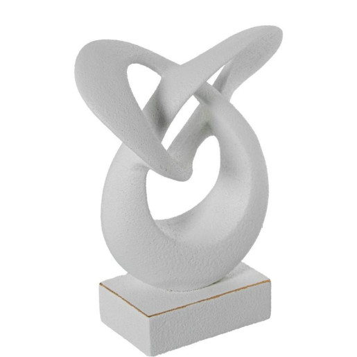 Figura abstracta  blanco y dorado acabado arena