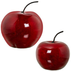 Set 2 figuras manzanas rojo brillo