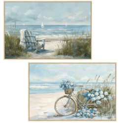 Set 2 cuadros lienzo blanco, verde y azul