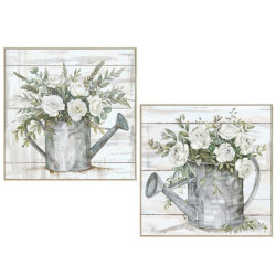 Set 2 cuadros lienzo blanco, verde y gris