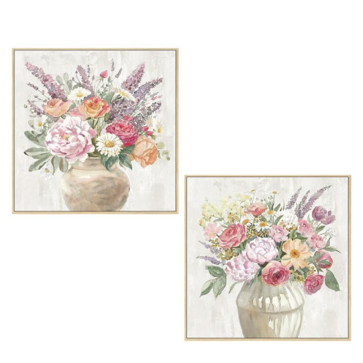 Set 2 cuadros lienzo blanco, verde y lila