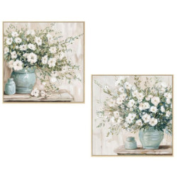 Set 2 cuadros lienzo blanco, verde y azul