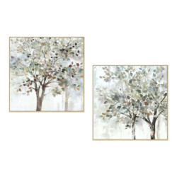 Set 2 cuadros lienzo blanco, verde