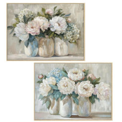 Set 2 cuadros lienzo blanco, azul y beige