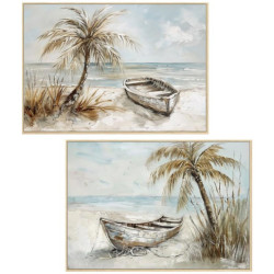 Set 2 cuadros lienzo blanco, azul y verde