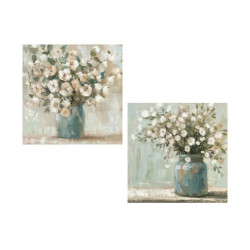 Set 2 cuadros lienzo blanco, azul y verde