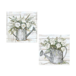 Set 2 cuadros lienzo blanco, verde y gris