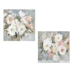 Set 2 cuadros lienzo blanco, verde y rosa