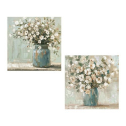 Set 2 cuadros lienzo blanco, verde y azul