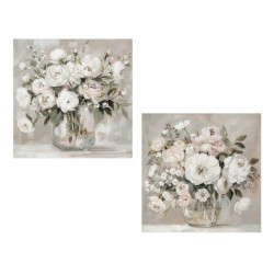 Set 2 cuadros lienzo blanvo, verde y beige