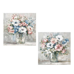 Set 2 cuadros lienzo blanco, azul y rosa