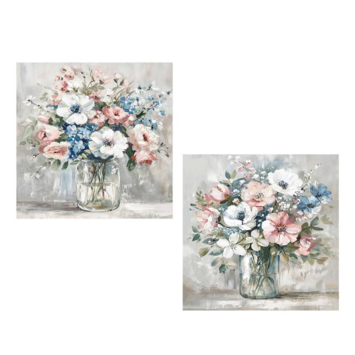 Set 2 cuadros lienzo blanco, azul y rosa