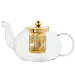 Tetera transparente y dorado