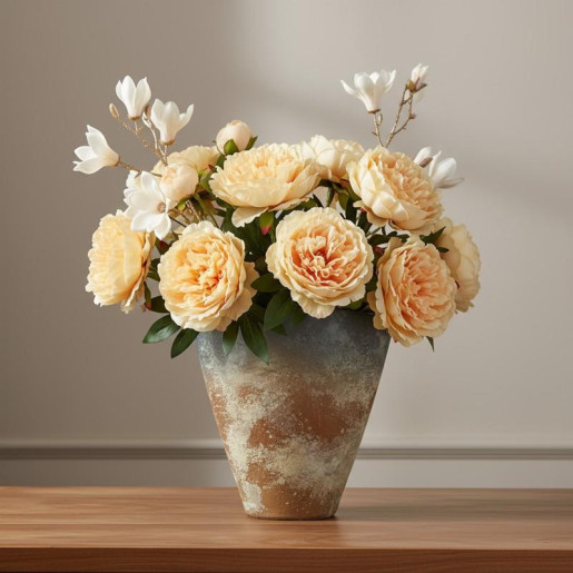 Set 6 flores artificiales crema