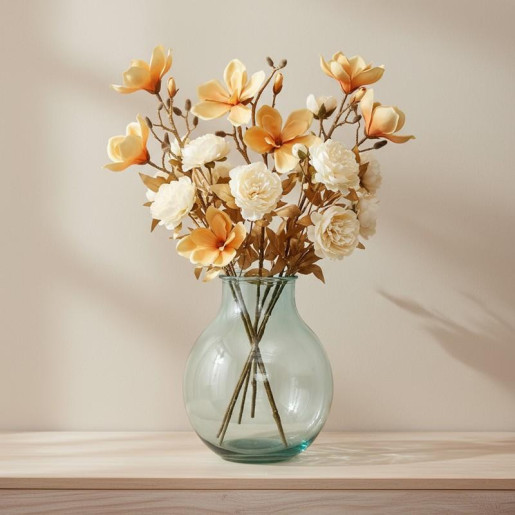 Set 12 flores artificiales amarillas