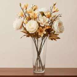 Set 12 flores artificiales crema