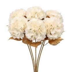 Set 12 flores artificiales crema y dorado