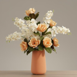 Set 12 flores artificiales crema