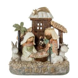 Misterio nacimiento belen blanco, beige y marron