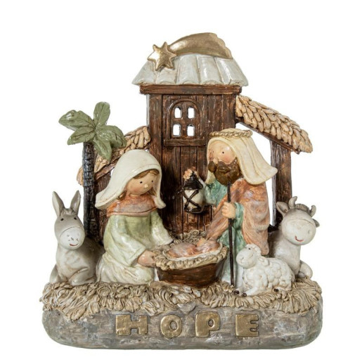 Misterio nacimiento belen blanco, beige y marron