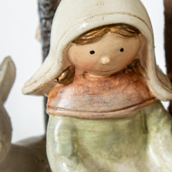 Misterio nacimiento belen blanco, beige y marron
